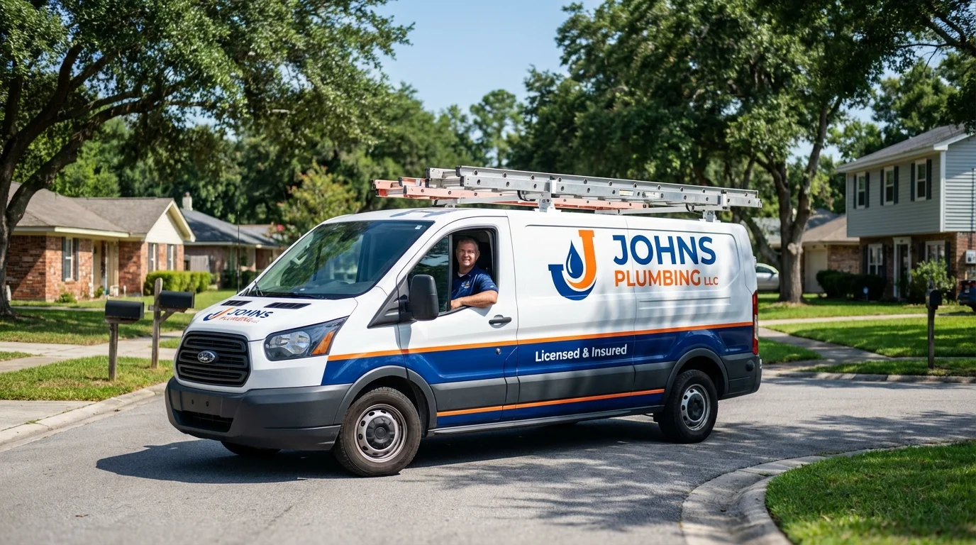 Johns Plumbing LLC service van in Spencer, IN